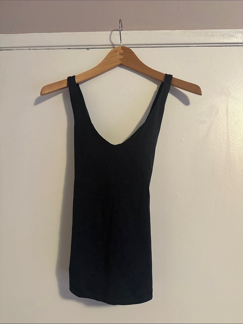 GAP Charcoal Grey Ribbed V-Neck Tank Top